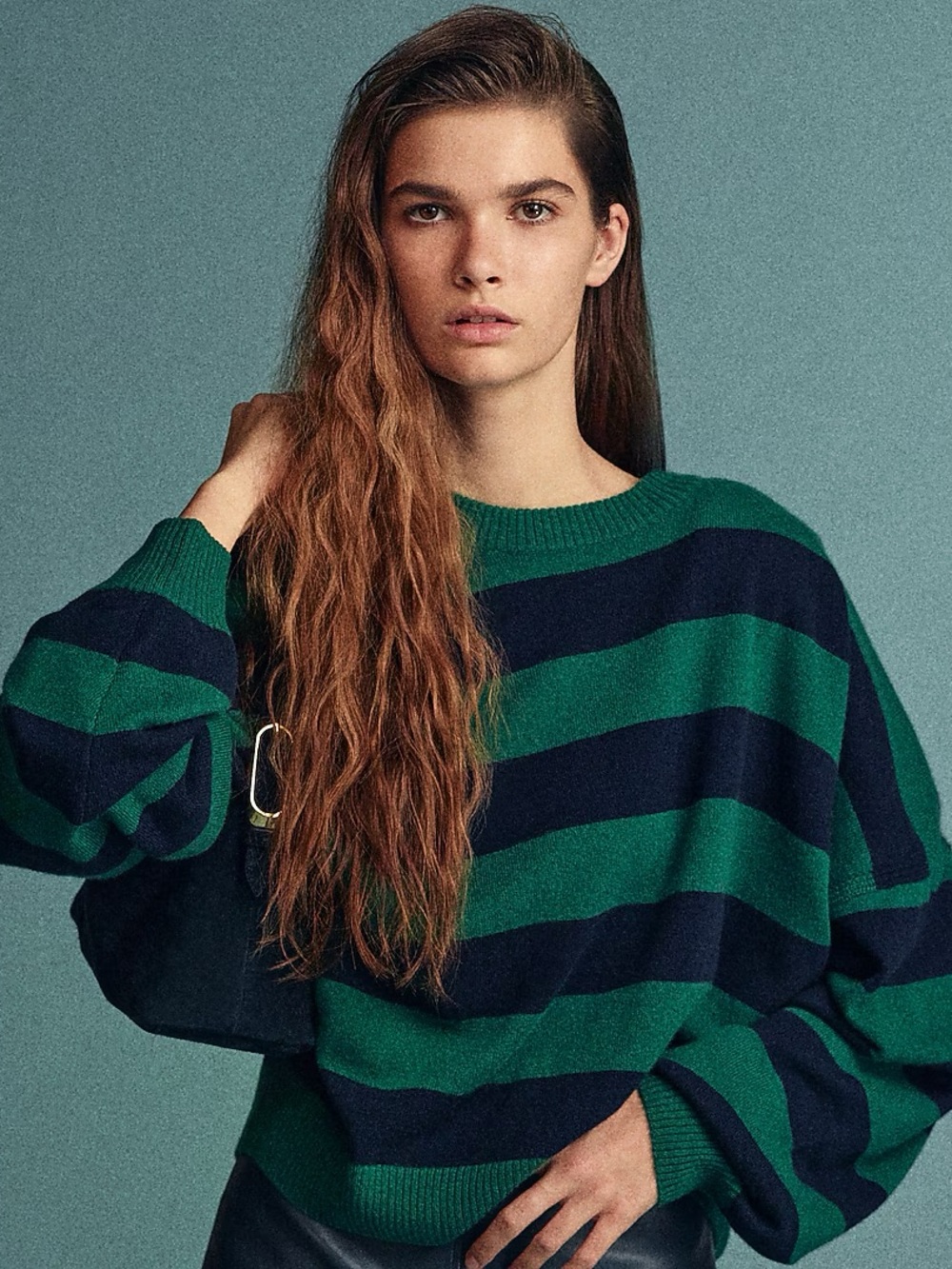 J.Crew Cashmere blouson-sleeve sweater in stripe CR214 - Picture 3 of 10
